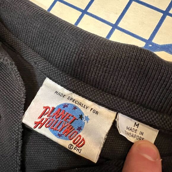 Vintage Planet Hollywood Aspen Polo Shirt Size Medium Black Embroidered Logo - Picture 7 of 8